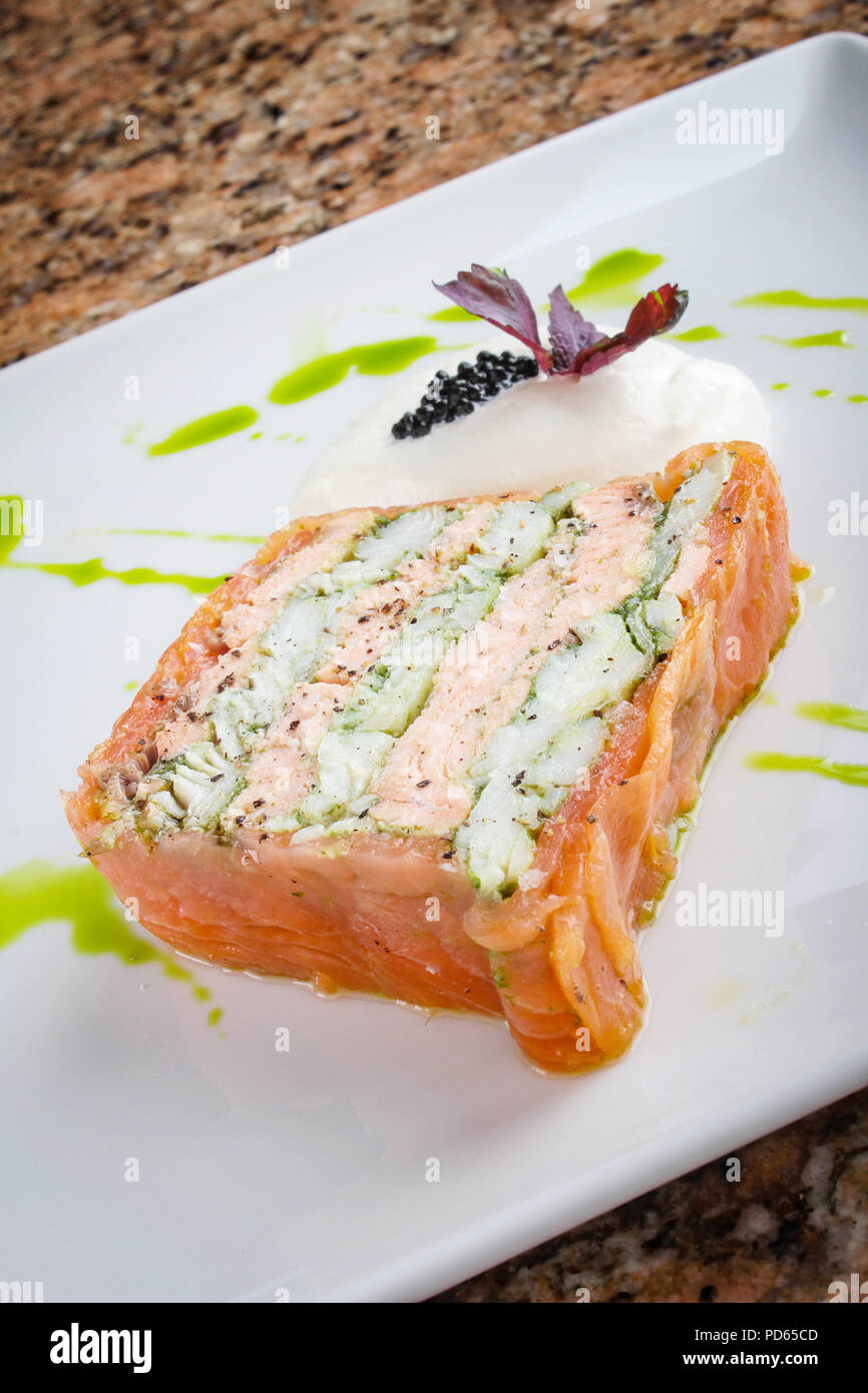 salmon terrine appetizer Stock Photo Alamy