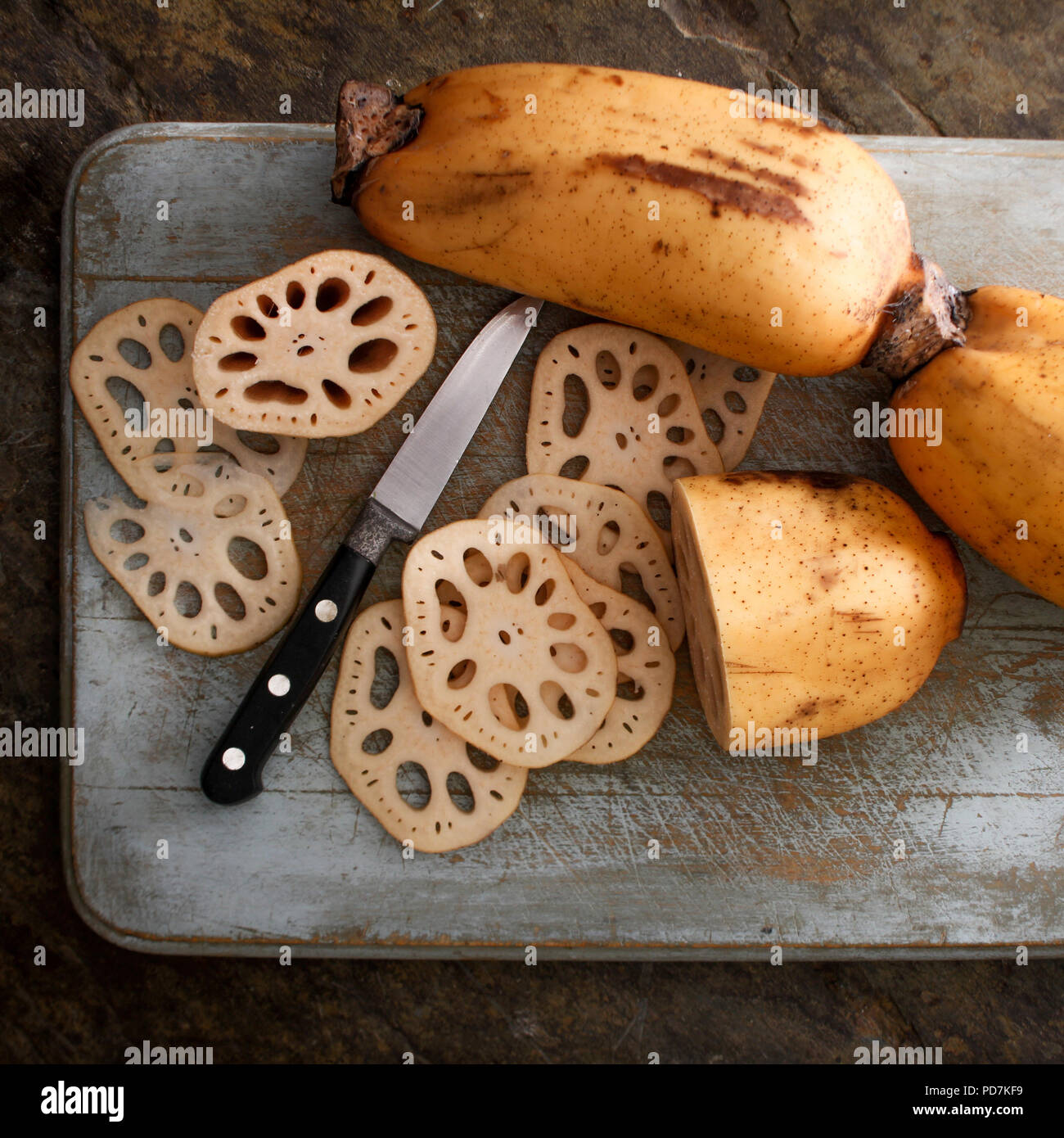 preparing lotus root vegetable Stock Photo Alamy