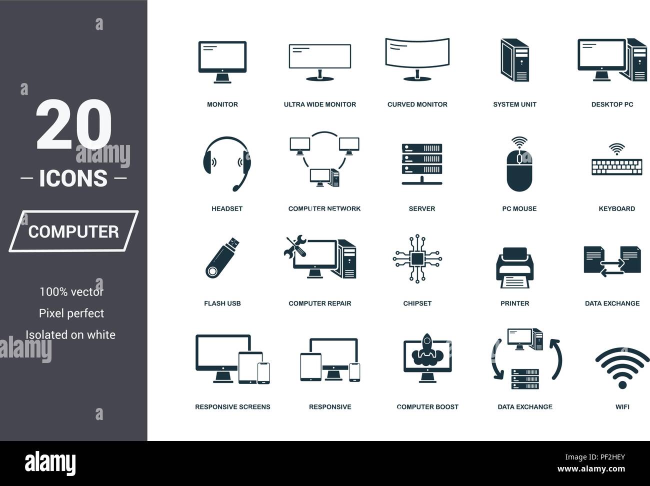 Computer icons set. Premium quality symbol collection. Computer icon