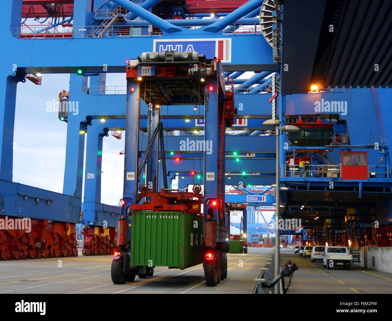 Van carrier with container Stock Photo Alamy