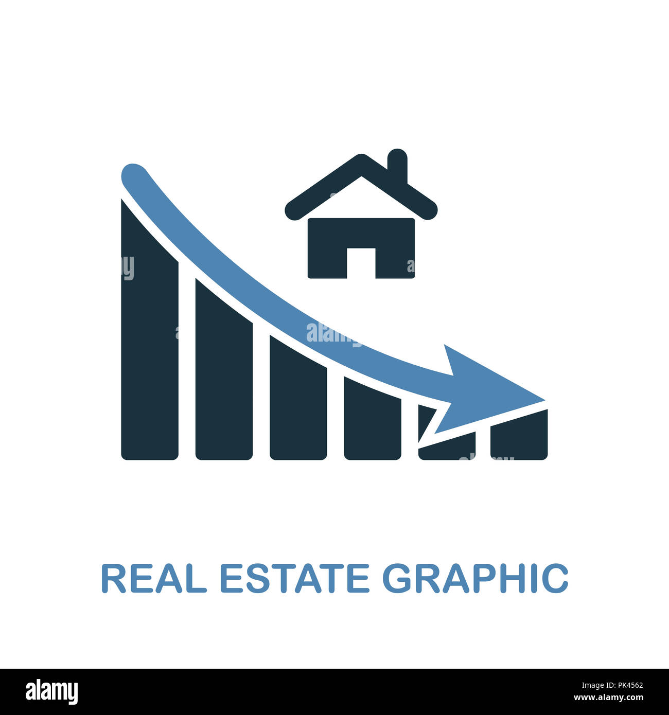 Real Estate Decrease Graphic icon. Monochrome style design from diagram