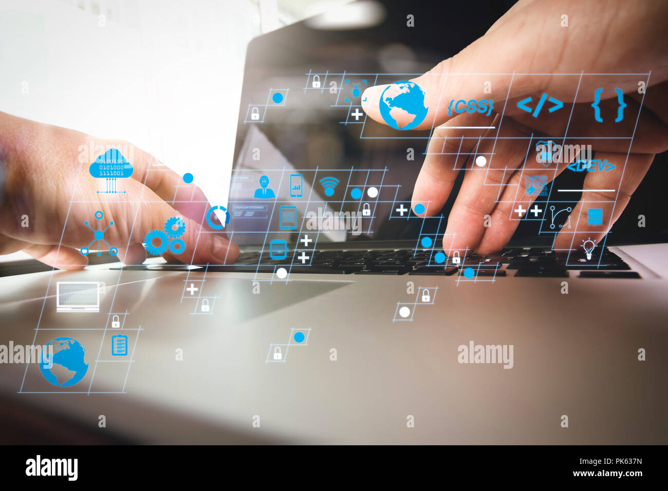 Coding software developer work with AR new design dashboard computer