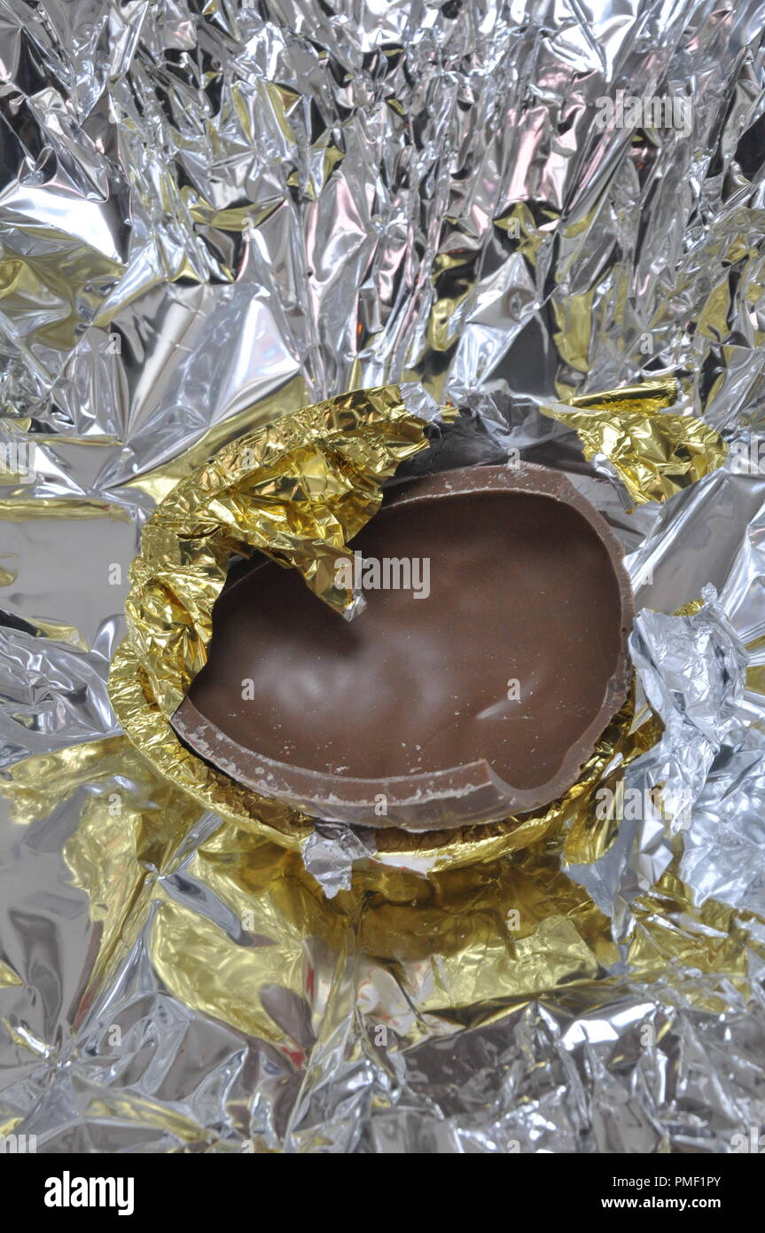 Chocolate Easter Egg Half Stock Photo Alamy