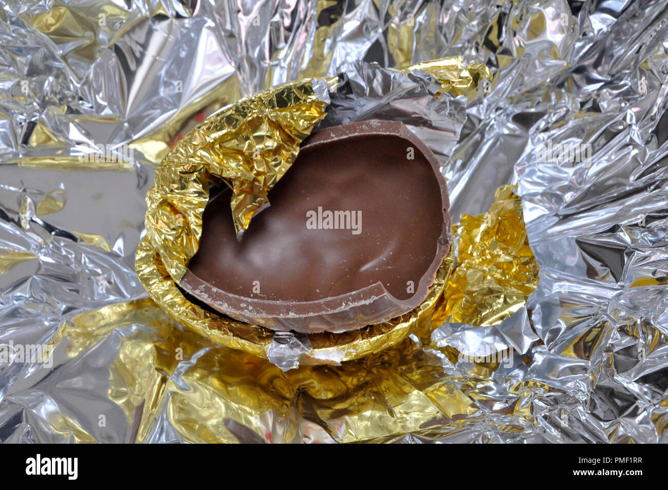 Chocolate Easter Egg Half Stock Photo Alamy