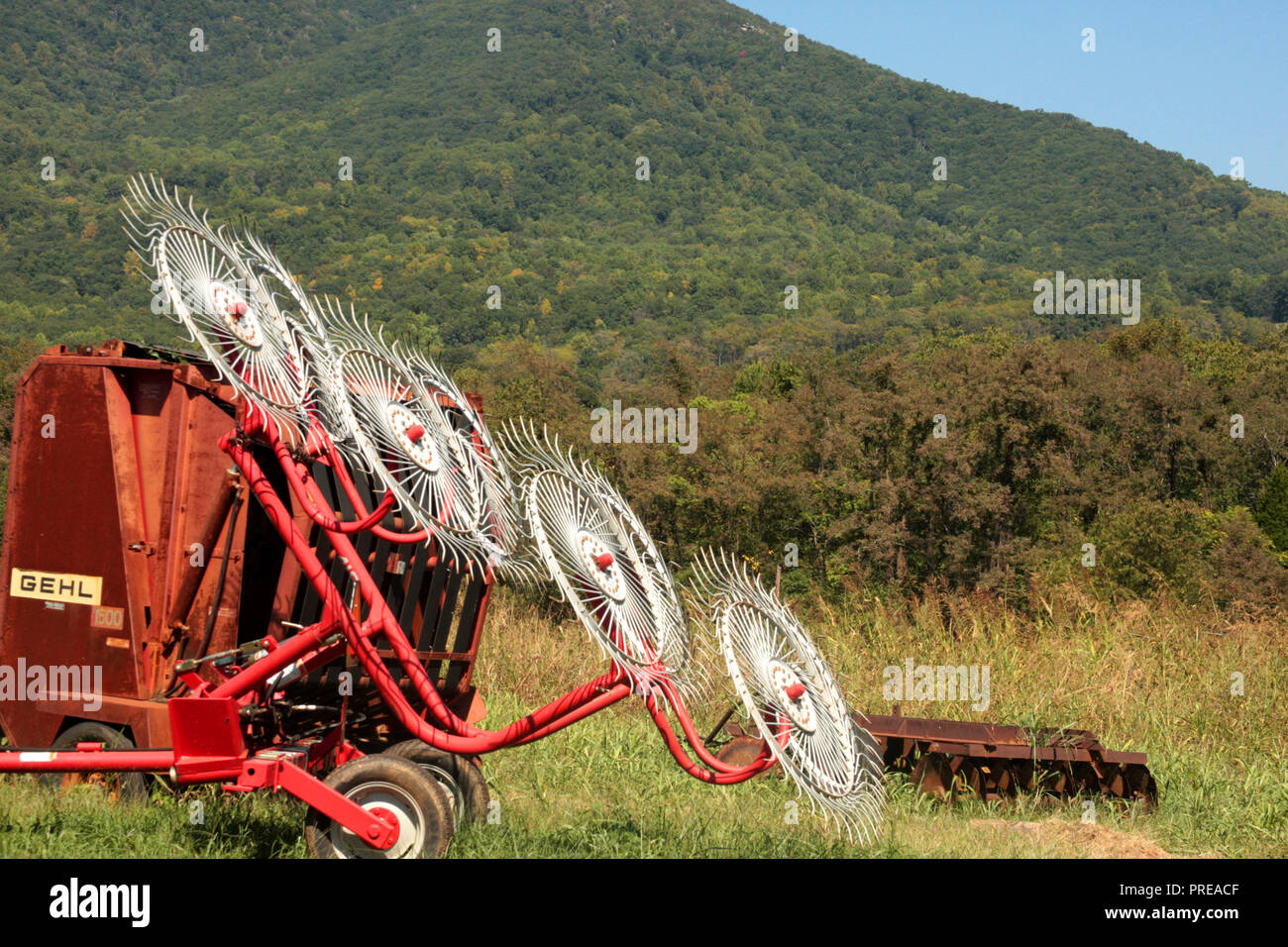 Hay rake machine Stock Photo Alamy
