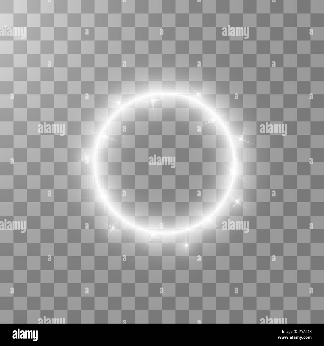 Vector light ring. Round shiny frame with lights dust trail particles