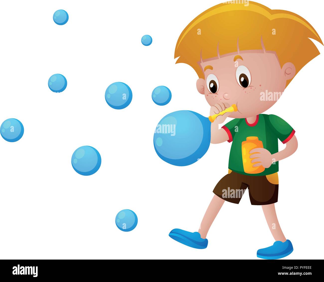 Boy blowing bubbles alone illustration Stock Vector Image & Art Alamy