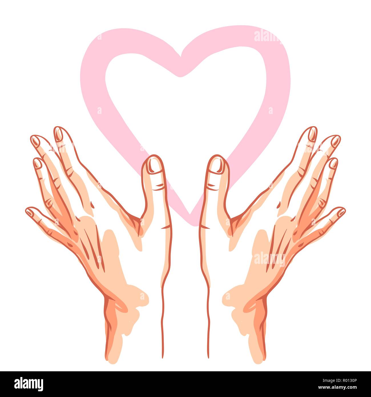 Two hands holds heart Stock Vector Image & Art Alamy