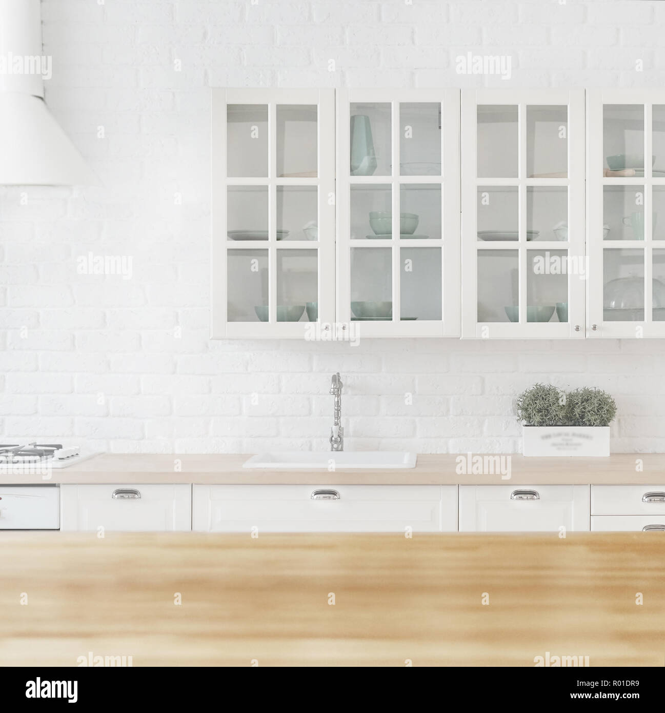 Kitchen table. Kitchen background Stock Photo Alamy