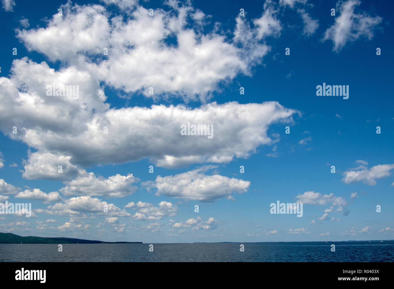 Lake Champlain with blue sky and clouds Stock Photo Alamy