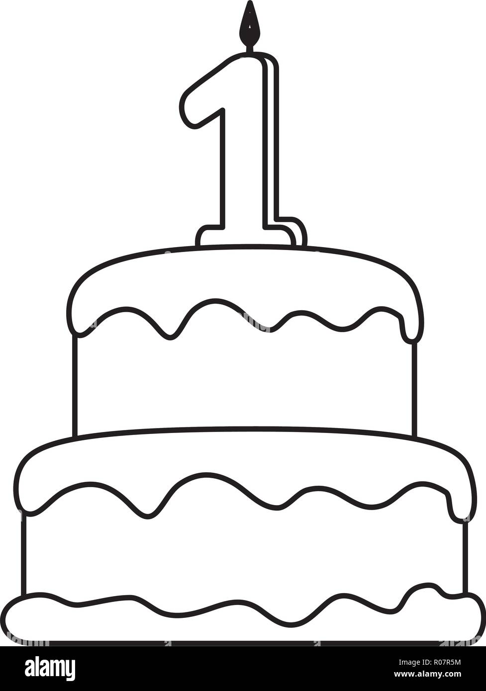 delicious cake with candle number one Stock Vector Image & Art Alamy