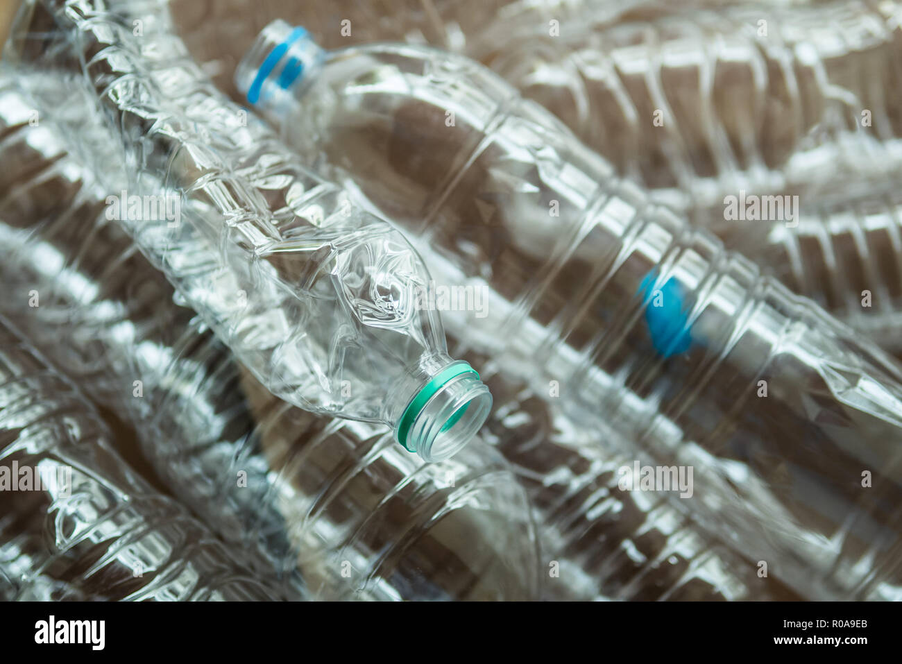 Used plastic bottles in recycle bin Stock Photo Alamy