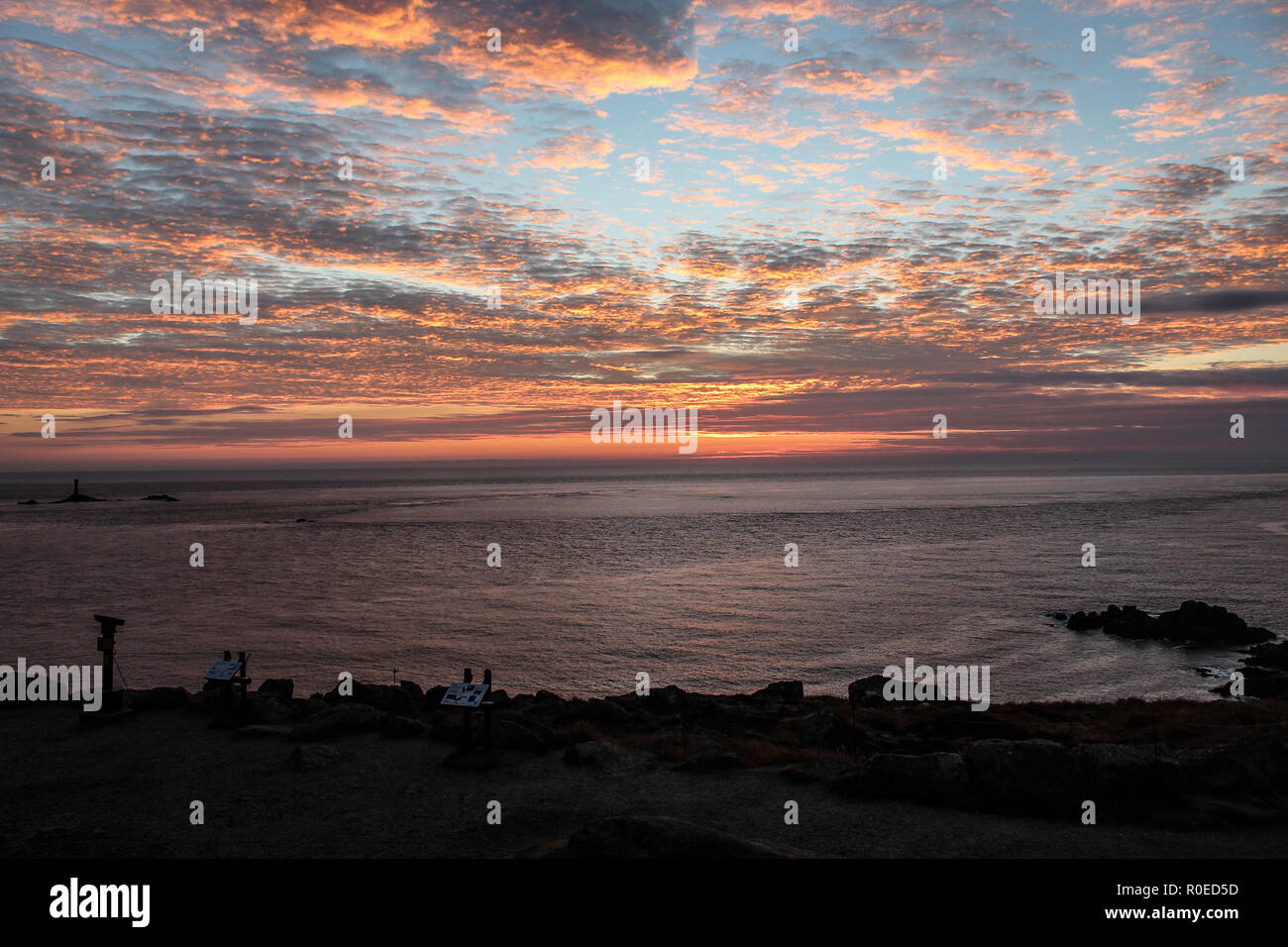 Sunset Land's End Cornwall UK Stock Photo Alamy