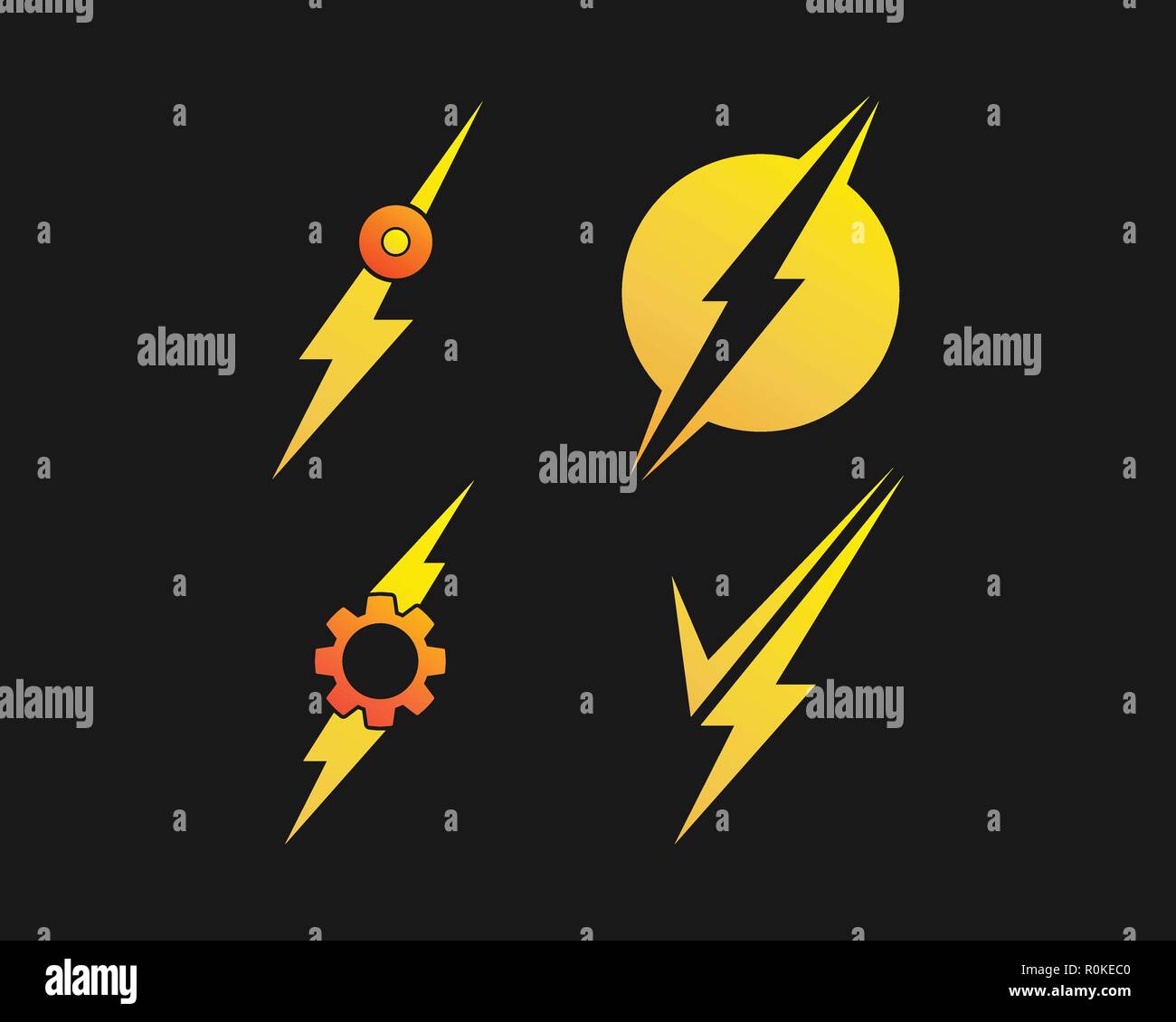 Lightning bolt, electricity power vector set Stock Vector Image & Art