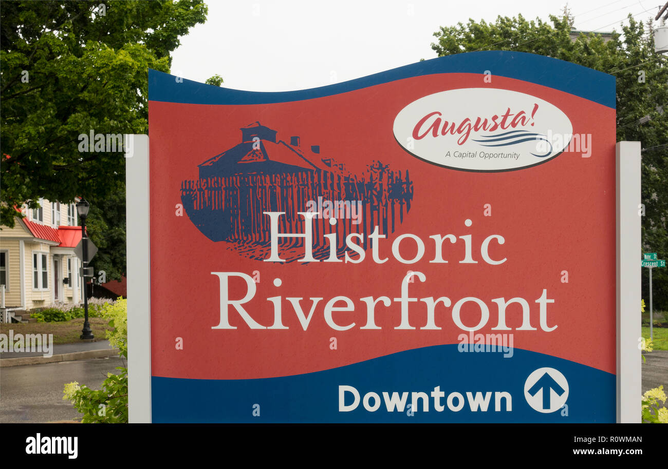 Historic riverfront Augusta Maine Stock Photo Alamy