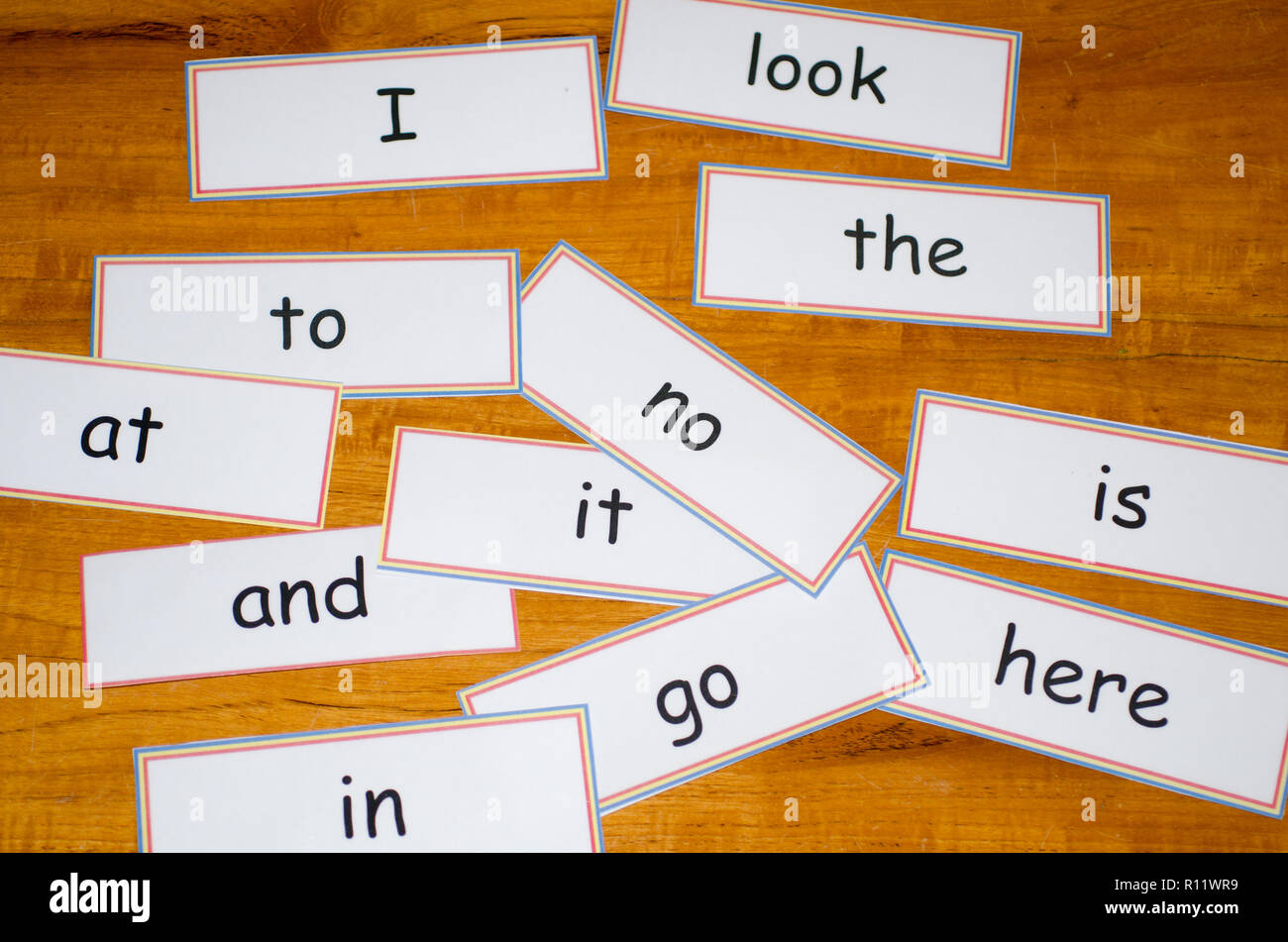 Flash cards with first words for reading Stock Photo - Alamy