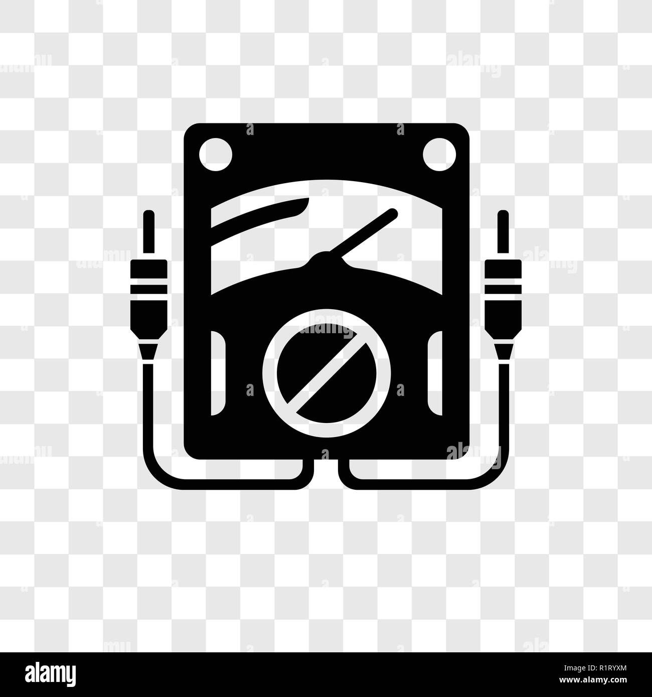 Voltmeter vector icon isolated on transparent background, Voltmeter