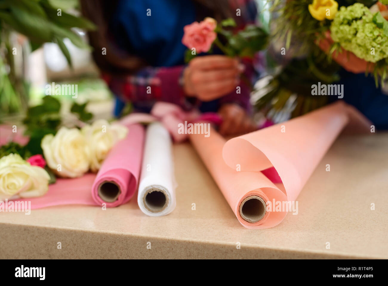 Three decorative paper rolls Stock Photo Alamy