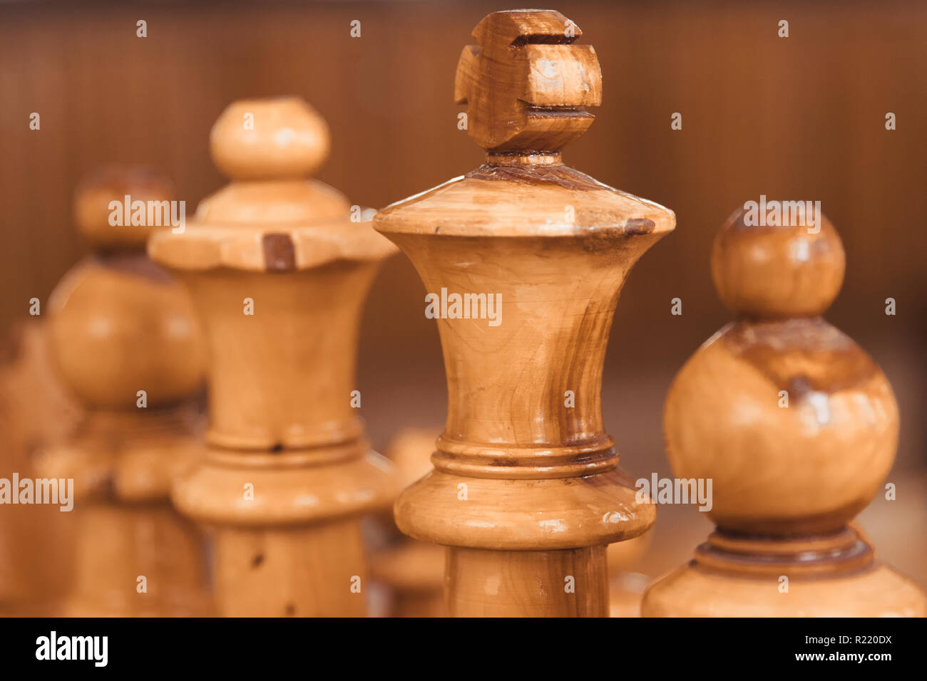 Large Wood Chess Pieces Stock Photo Alamy
