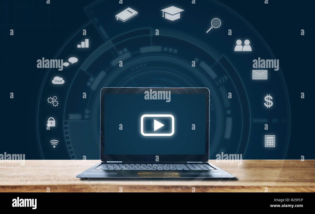 Online media, elearning and network application technology concept