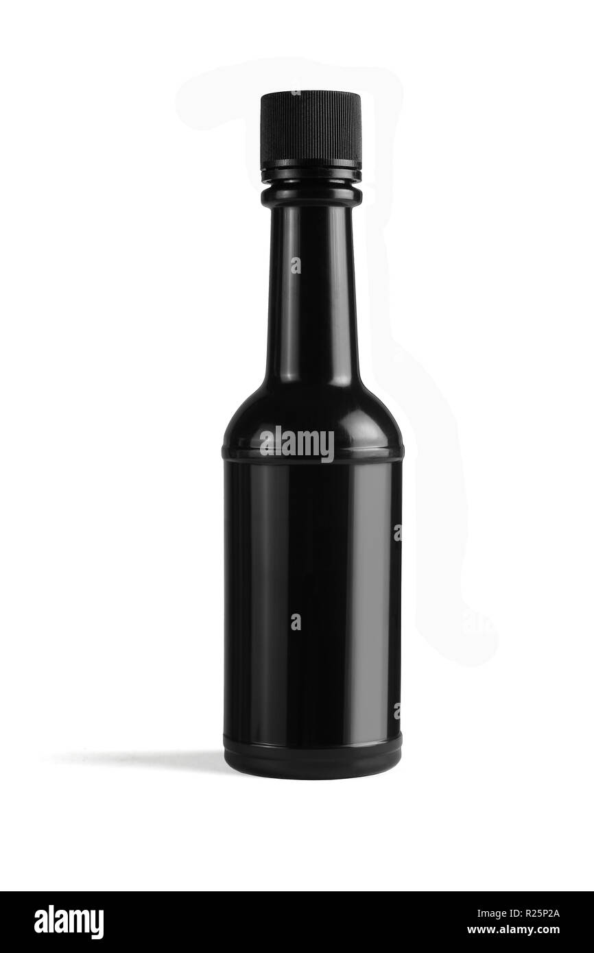 Black Plastic Bottle on White Background Stock Photo Alamy