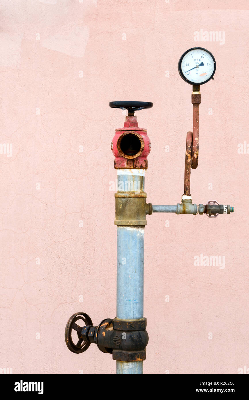 Pipes and pressure gauges Stock Photo Alamy