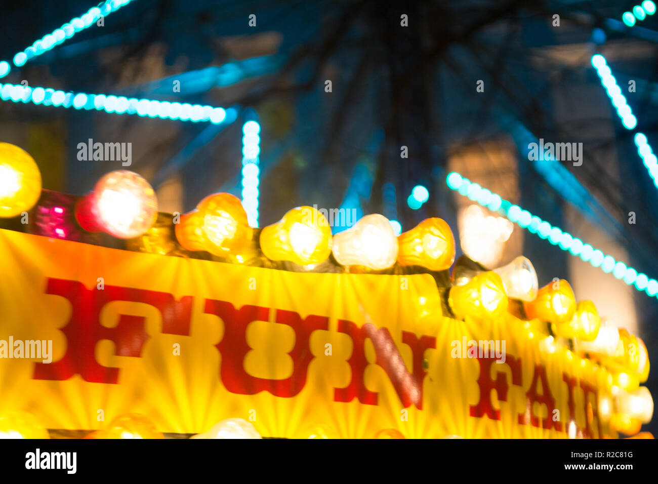 Fun fair lights, blurred for fairground background Stock Photo Alamy
