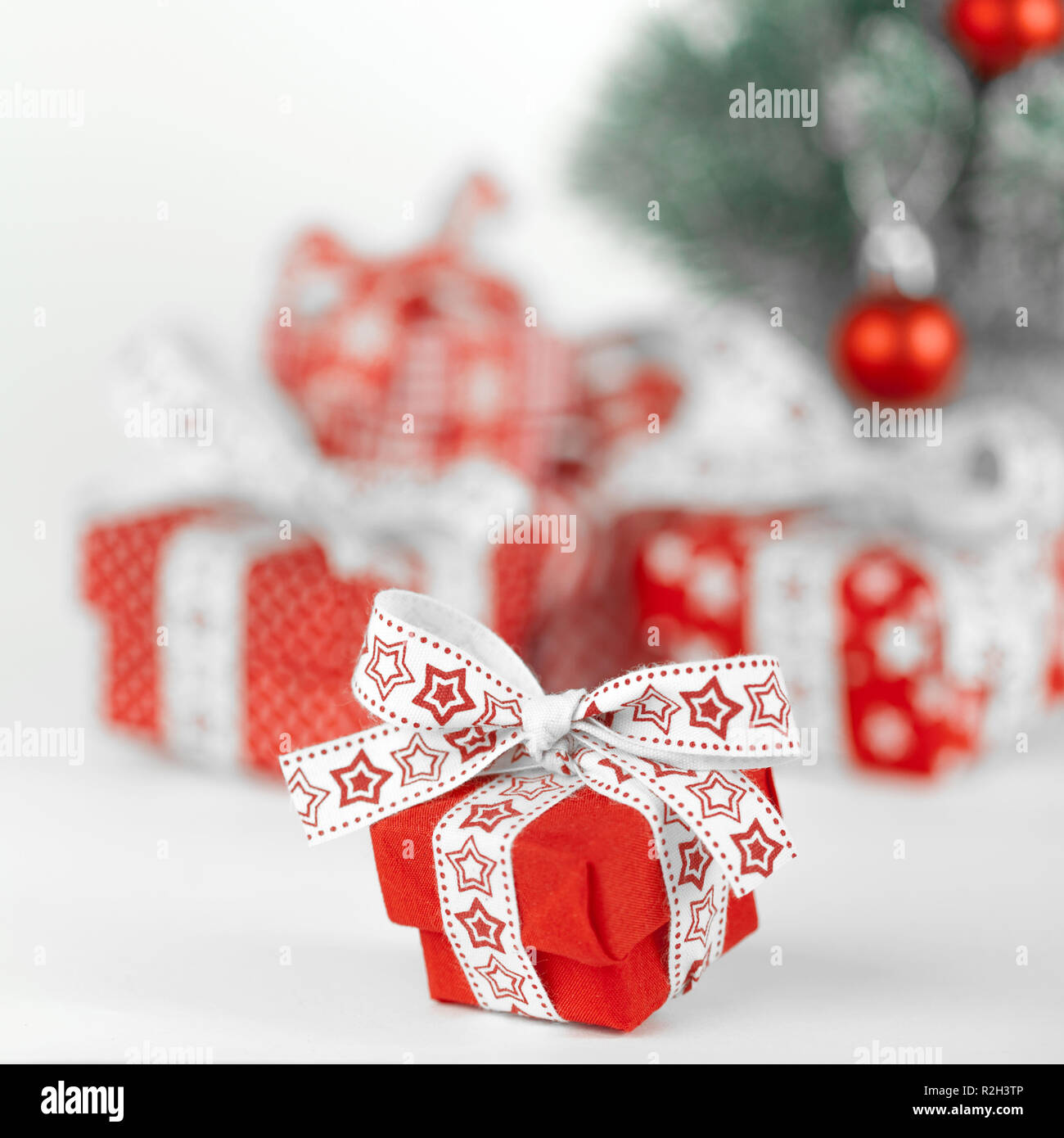 Christmas New Year Gift Boxes on white background Stock Photo Alamy