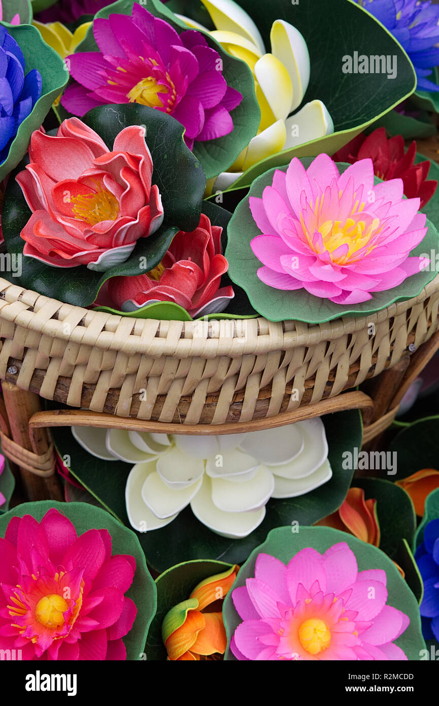 decorative silk lotus flowers Stock Photo Alamy