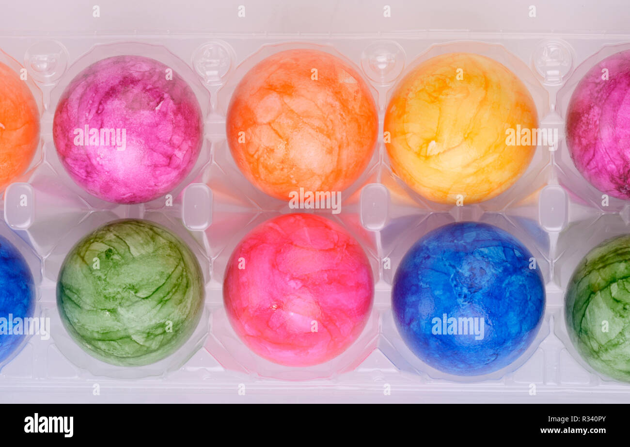 colorful easter eggs in packaging Stock Photo Alamy