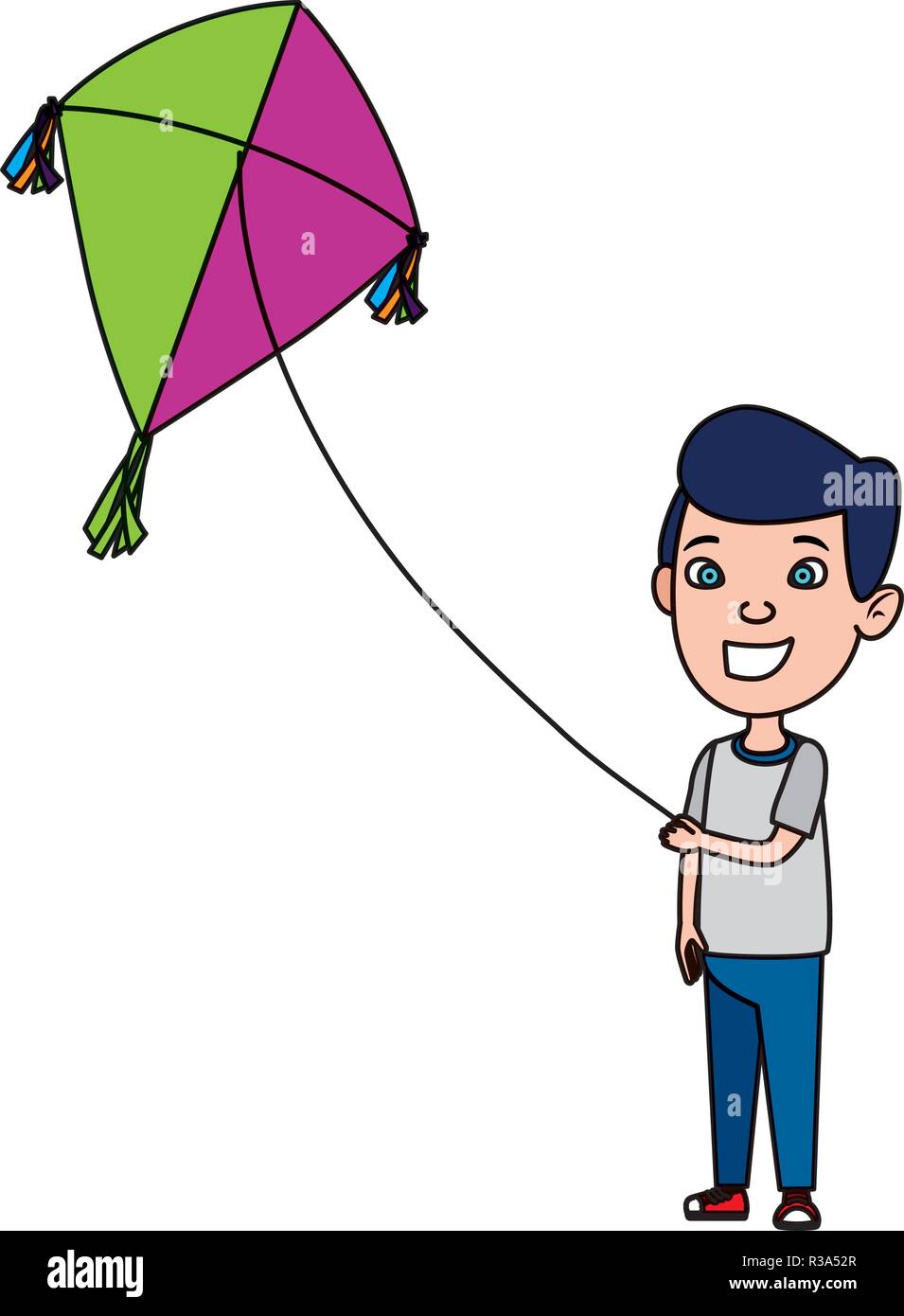 little boy flying kite Stock Vector Image & Art Alamy