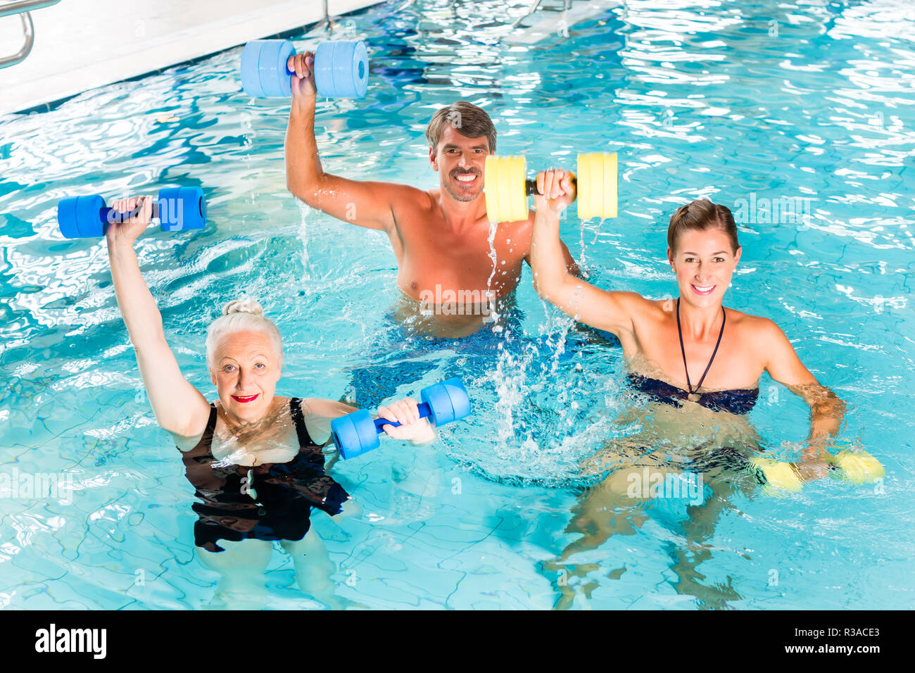 Elderly women water aerobics hires stock photography and images Alamy