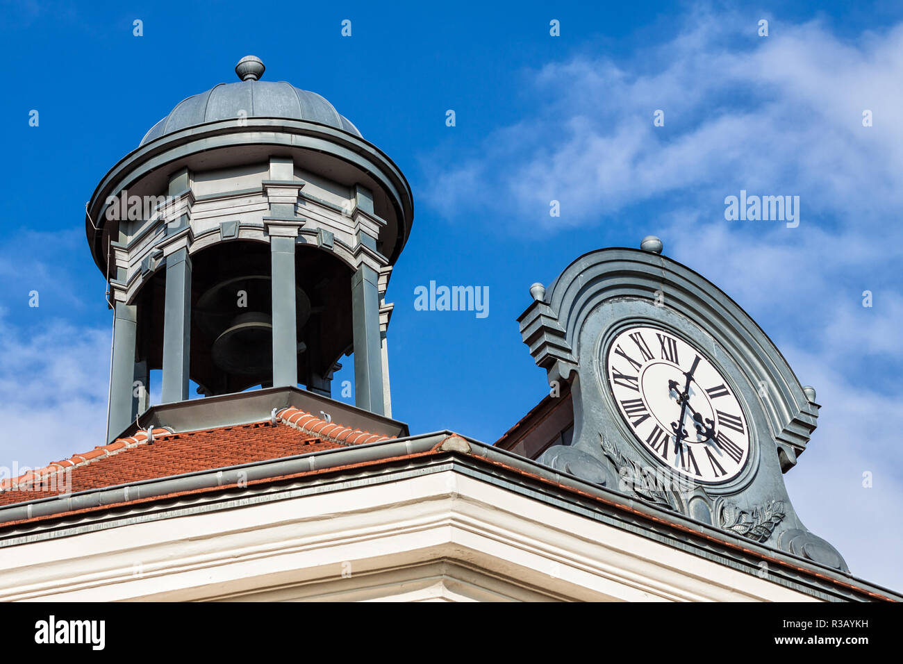 tower and roof clock Stock Photo Alamy