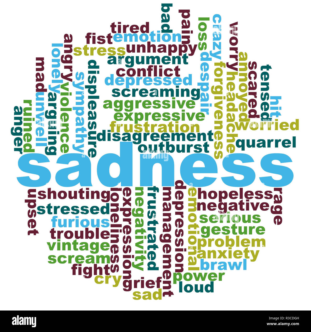 Sadness word cloud with white background, 3d rendering Stock Photo Alamy