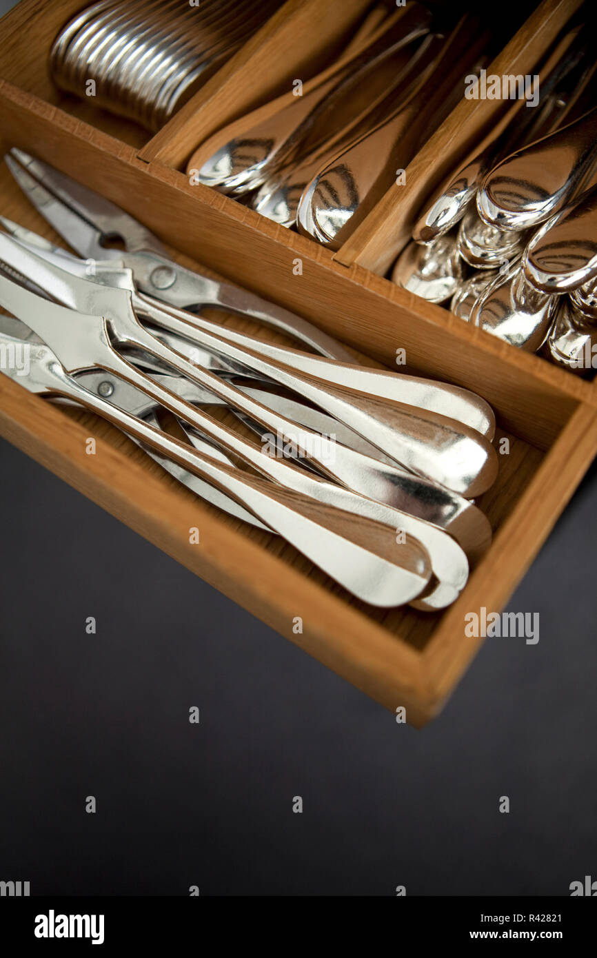 Silverware in a drawer Stock Photo Alamy