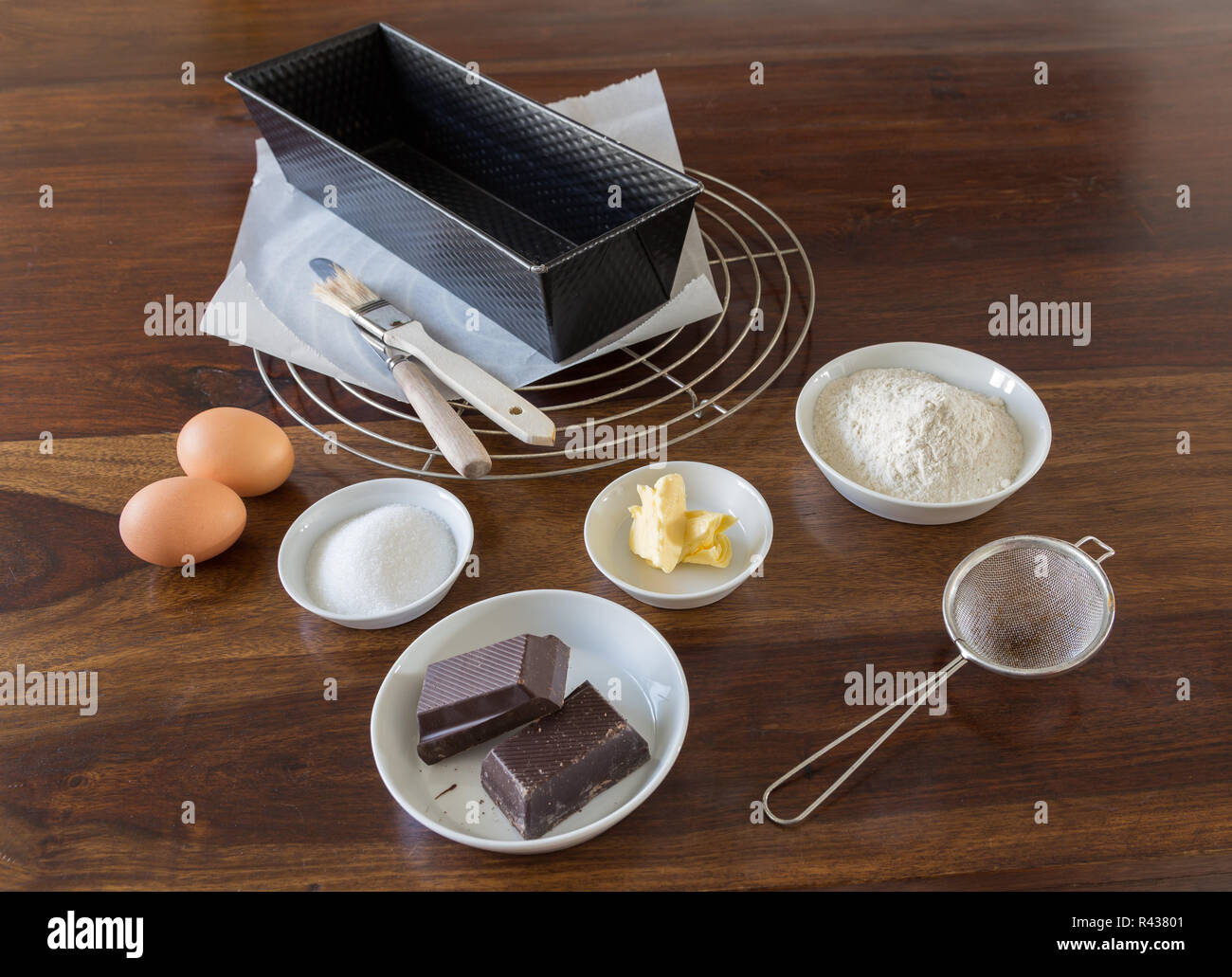 baking ingredients for marble cake Stock Photo Alamy