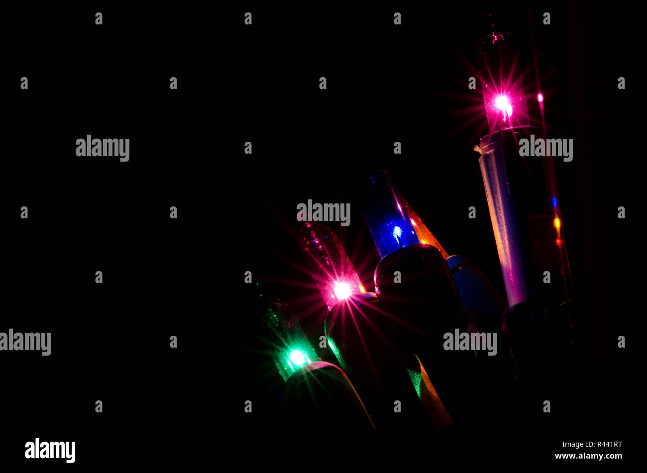 Christmas Lights Shining in the Darkness Stock Photo Alamy
