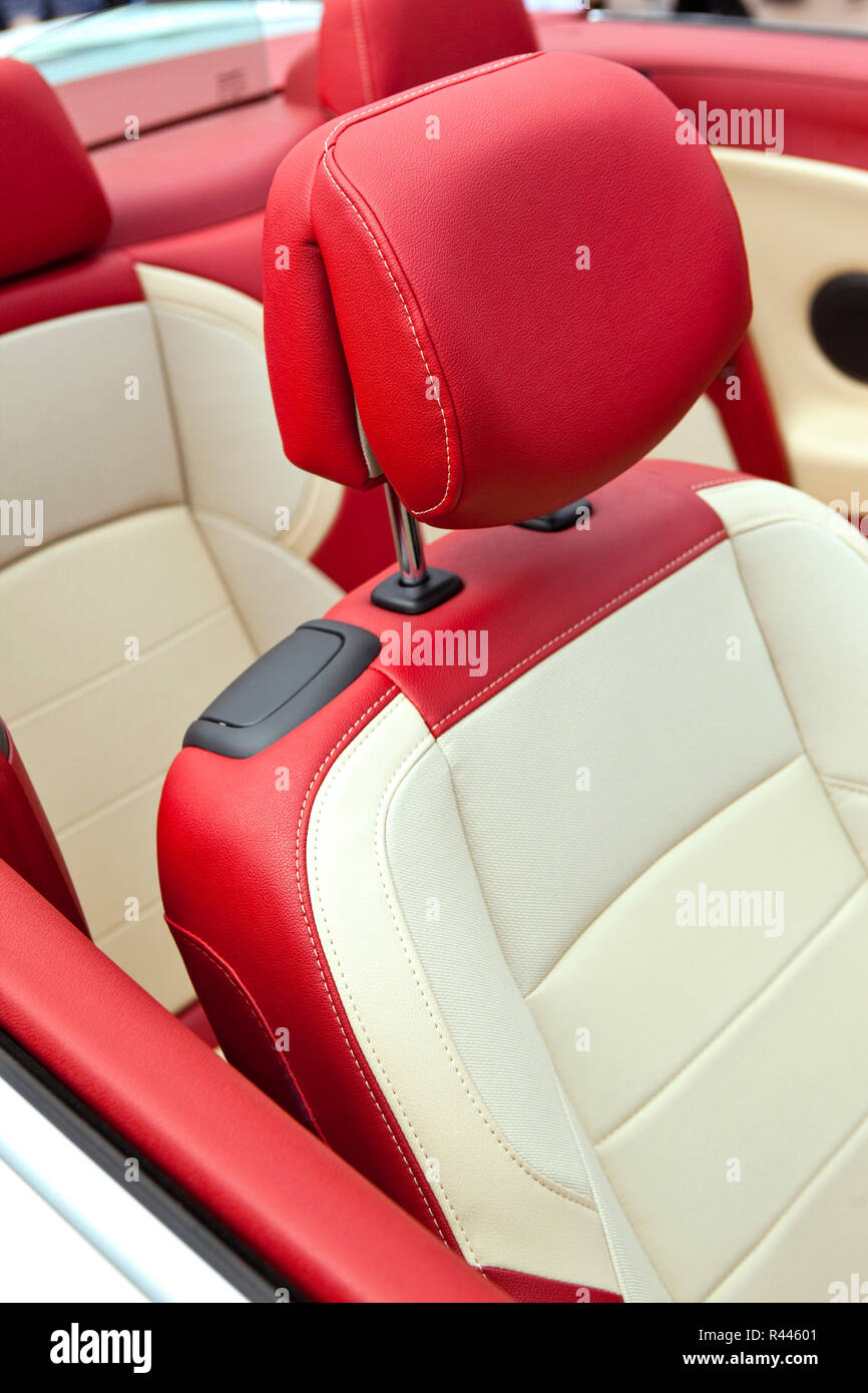 Leather seats in a car Stock Photo Alamy