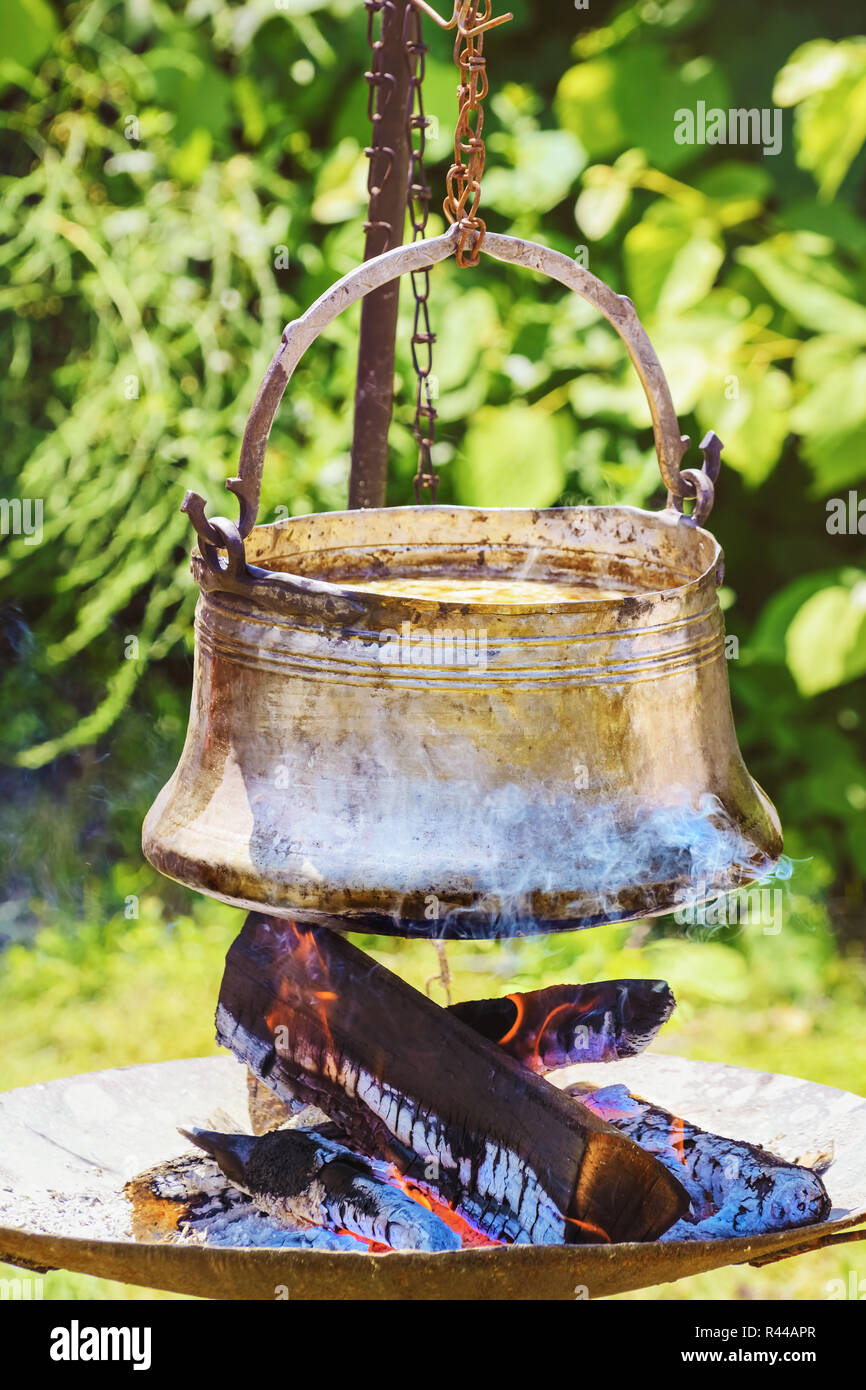 Cauldron with Food Stock Photo Alamy