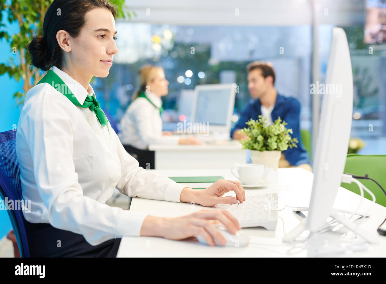 Bank manager concentrated on work Stock Photo Alamy