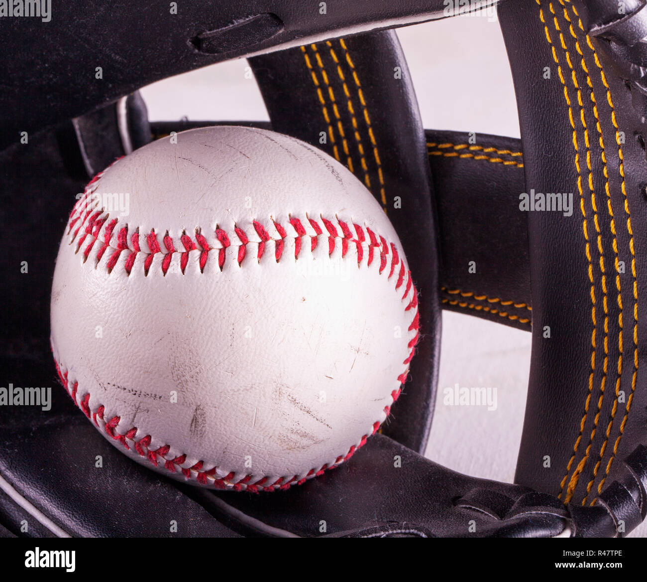 Baseball in glove Stock Photo Alamy