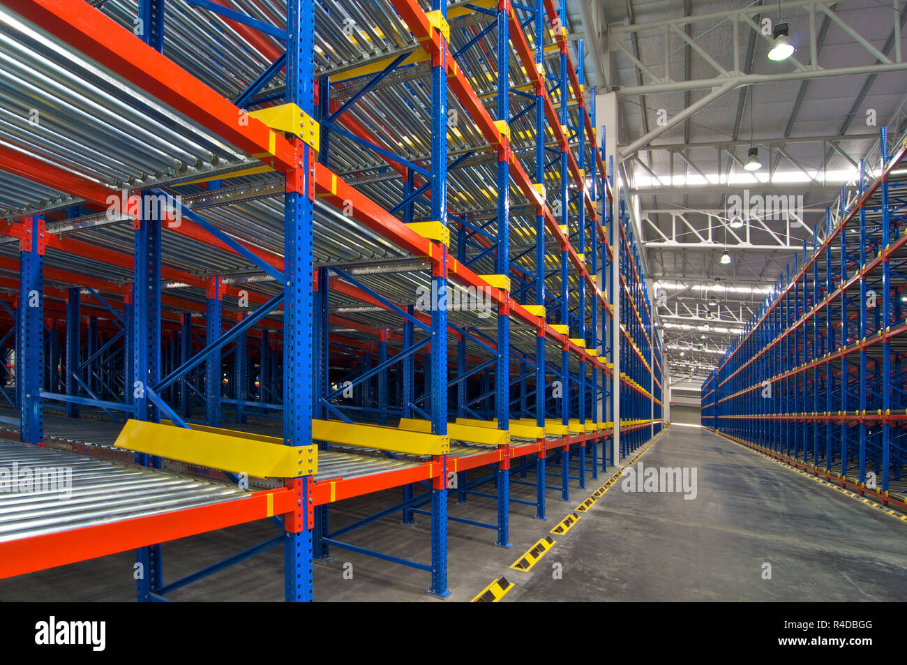 Storage shelf in warehouse distribution center Stock Photo Alamy