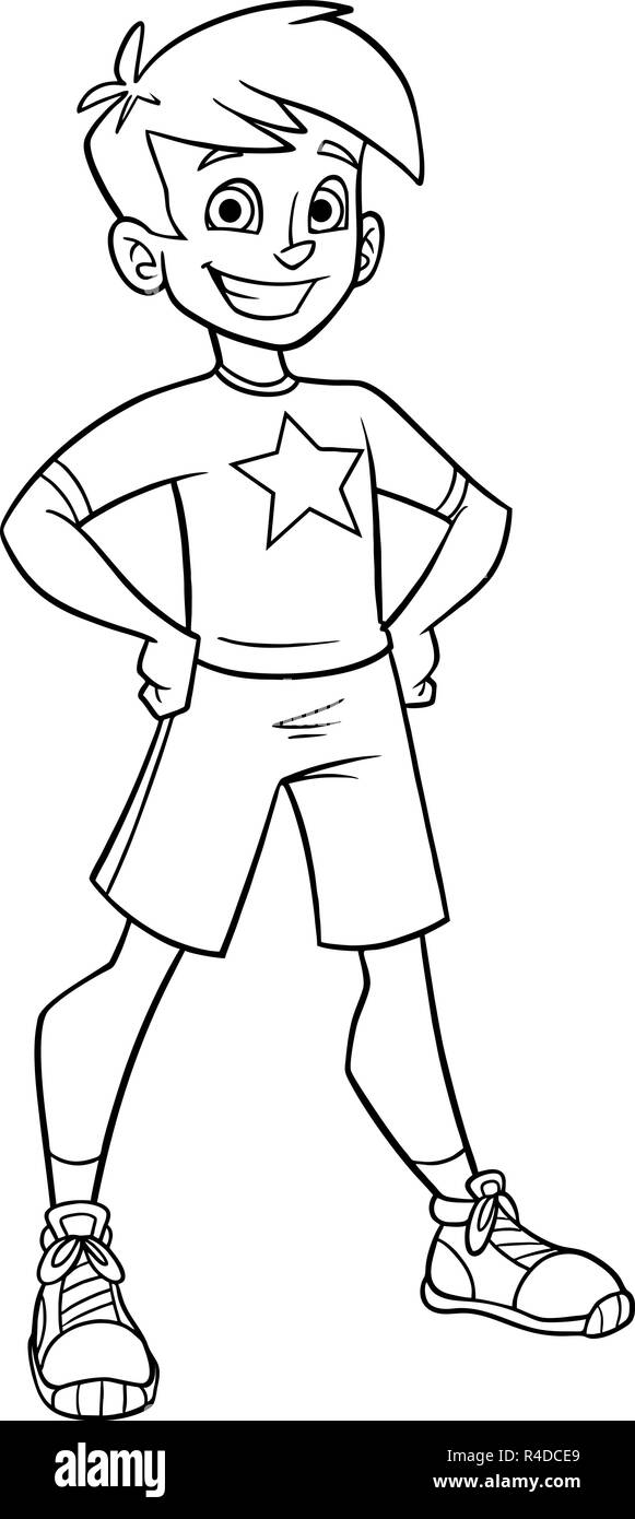 Cartoon happy boy Black and White Stock Photos & Images Alamy