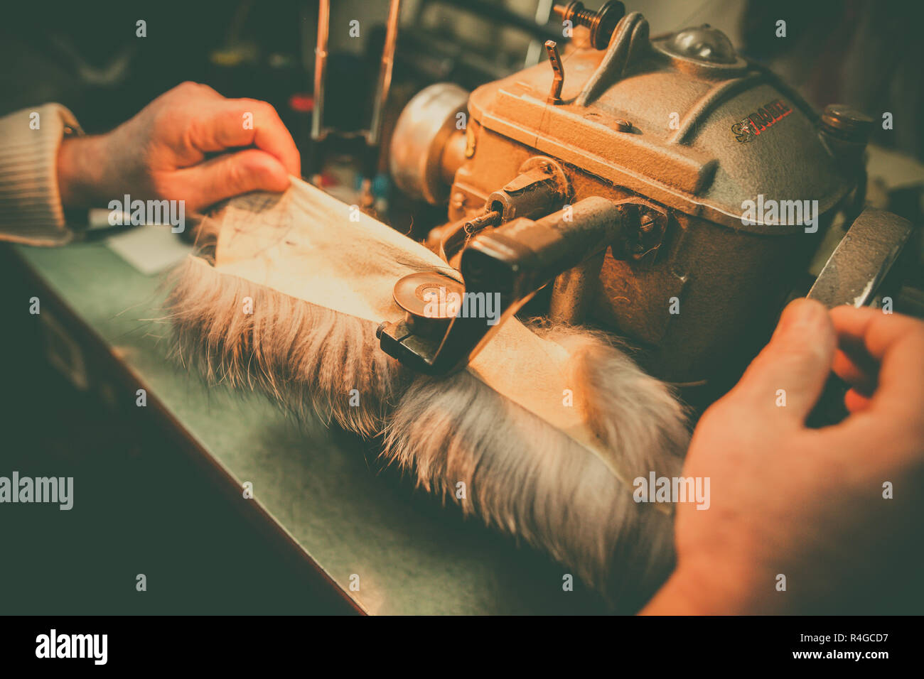 Fur sewing machine Stock Photo Alamy