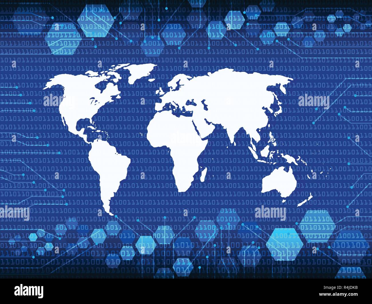 Blue Cyber Security world atlas map with drop shadow Stock Vector Image