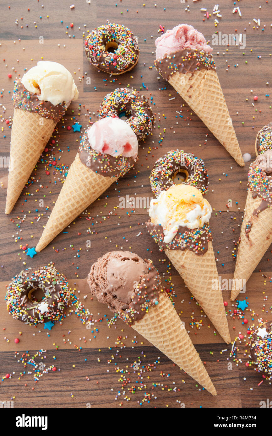ice cream and waffles Stock Photo Alamy