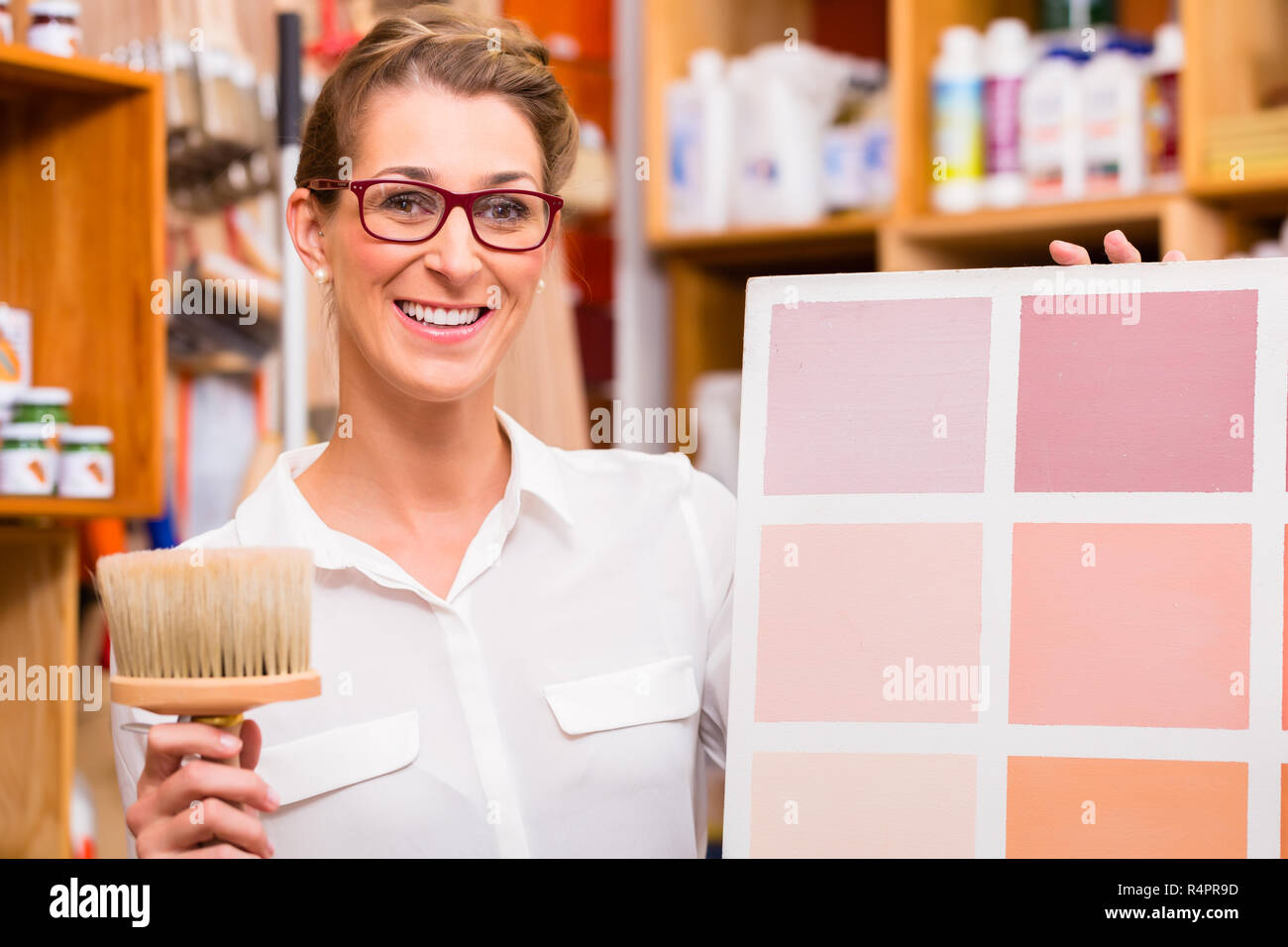 Interior Designer with paint sample card Stock Photo Alamy