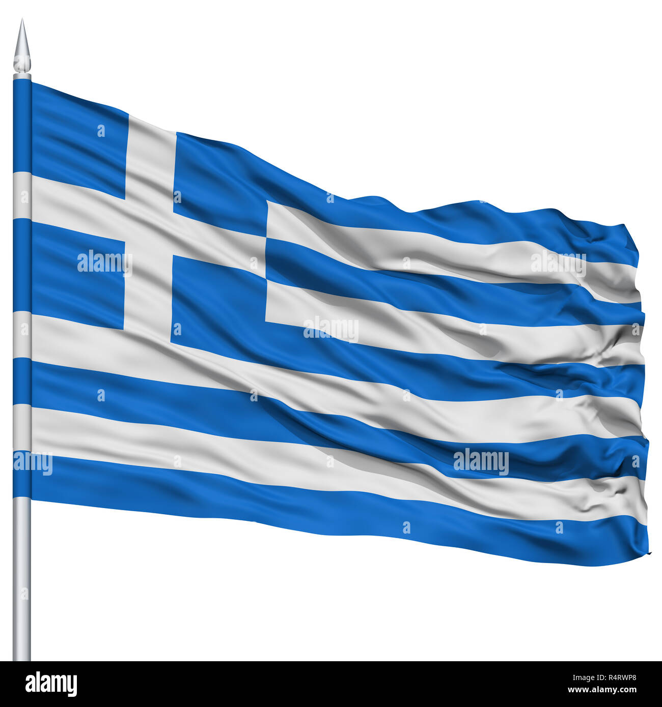 Greece Flag on Flagpole Stock Photo - Alamy