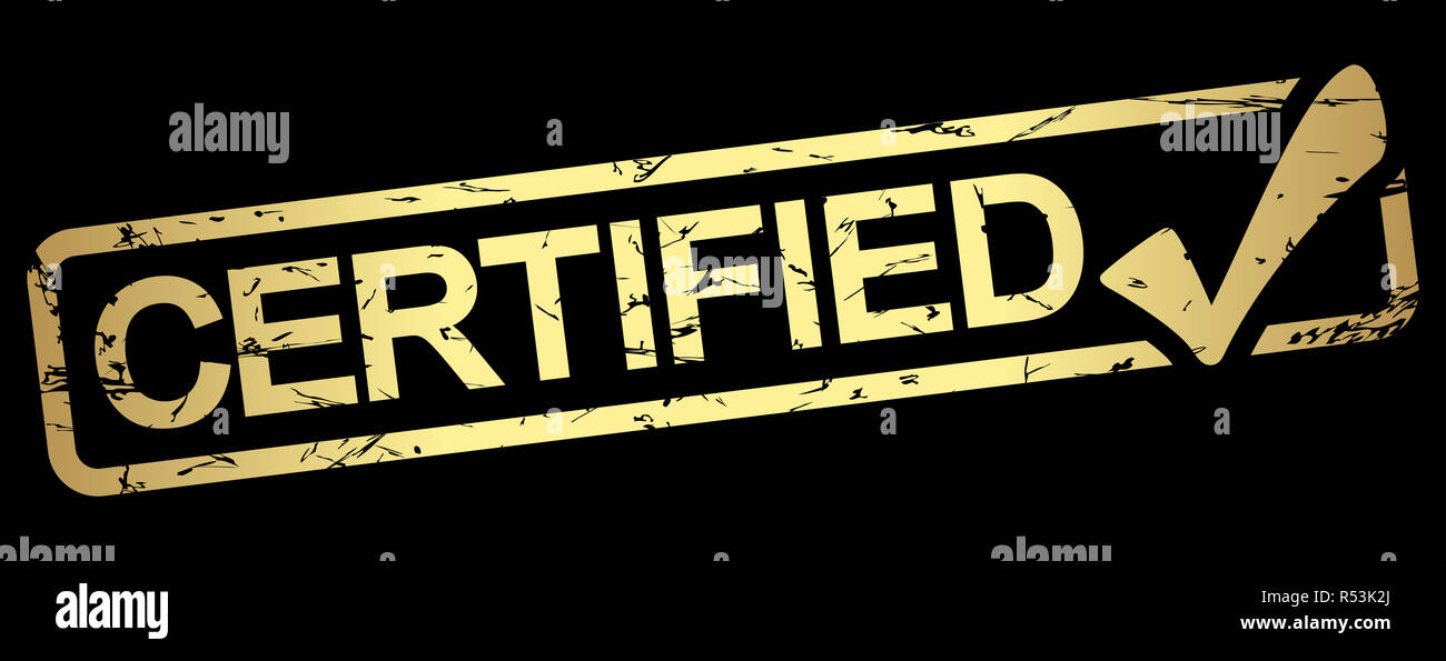 gold stamp with text certified Stock Photo Alamy