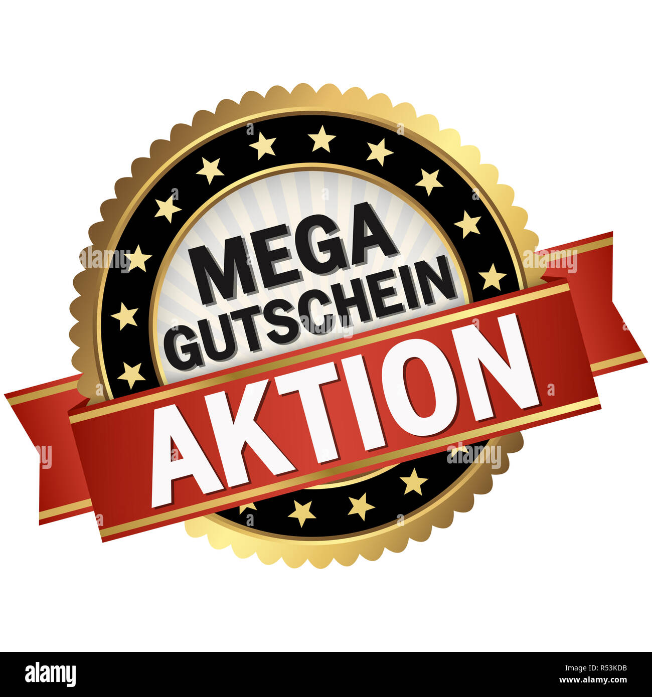 button with red banner mega coupon action Stock Photo Alamy